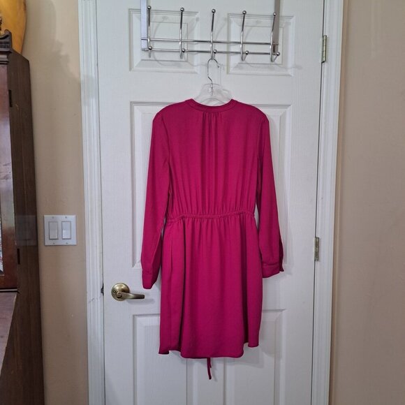 Apt 9 Women's 10 Magenta Long Sleeve Button Up Elastic Waist Dress Business - Picture 3 of 10